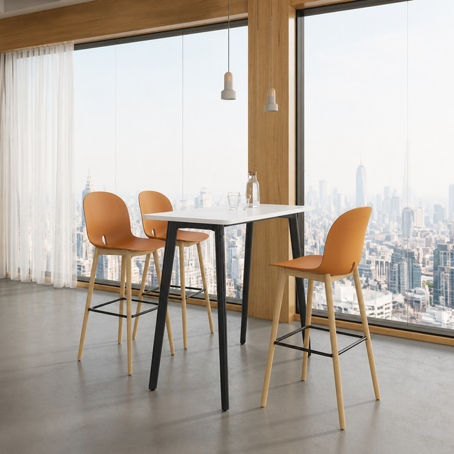 Rectangular Bar Table With Wood Top Metal Legs For Cafe Hotel Lounge Office