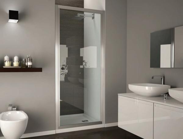cabine de douche contemporaine，cabine de douche aux portes pivotantes