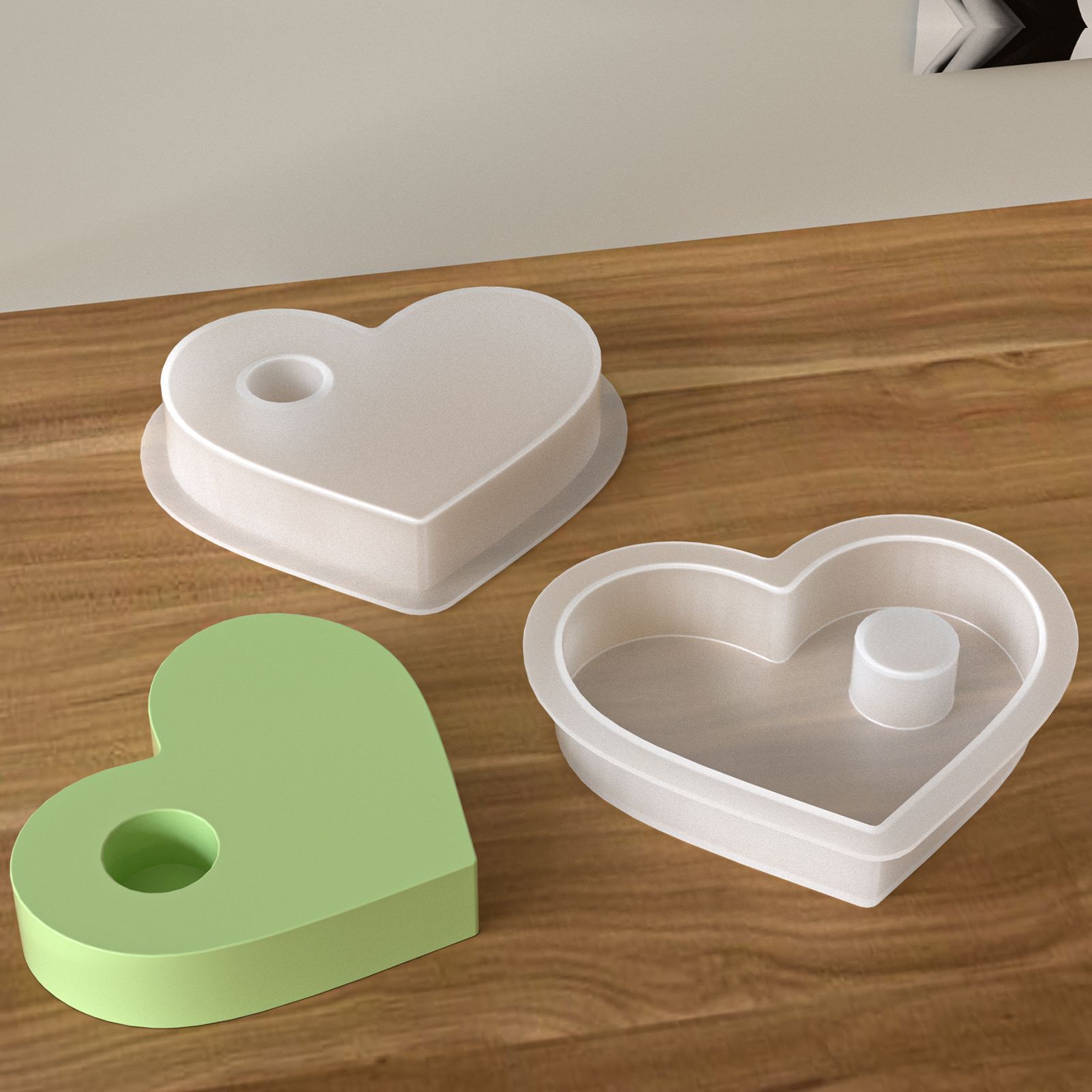Aromatherapy gypsum heart-shaped candle stand base silicone mold DIY heart-shaped thin candle holder mold