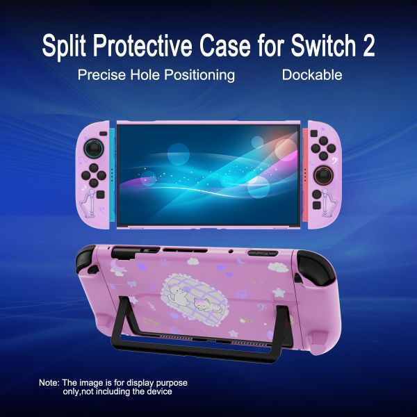 Detachable Cartoon Girl Case for Switch 2 and PC - Cute Cat Split-Style Protective Cover with Artistic Print