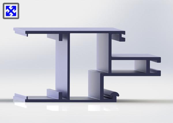 C60 Series Aluminum Curtain Wall Profile Half Hidden Frame Purple Coated