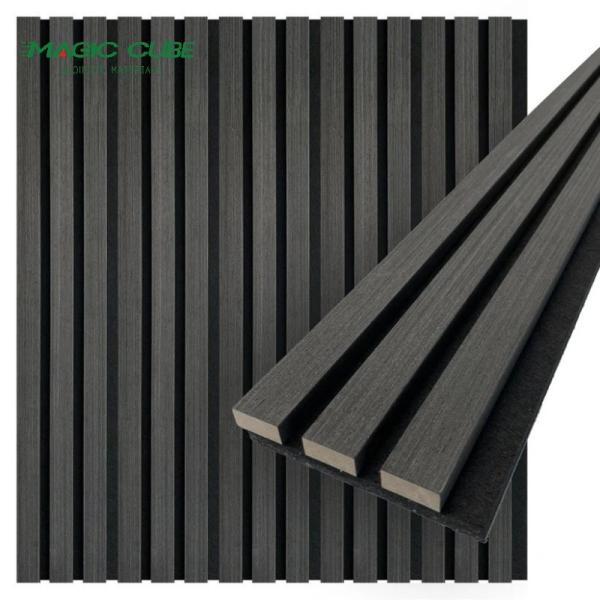 21 mm d'épaisseur Acupanel noir Panneau mural en bois avec tissu acoustique noir derrière