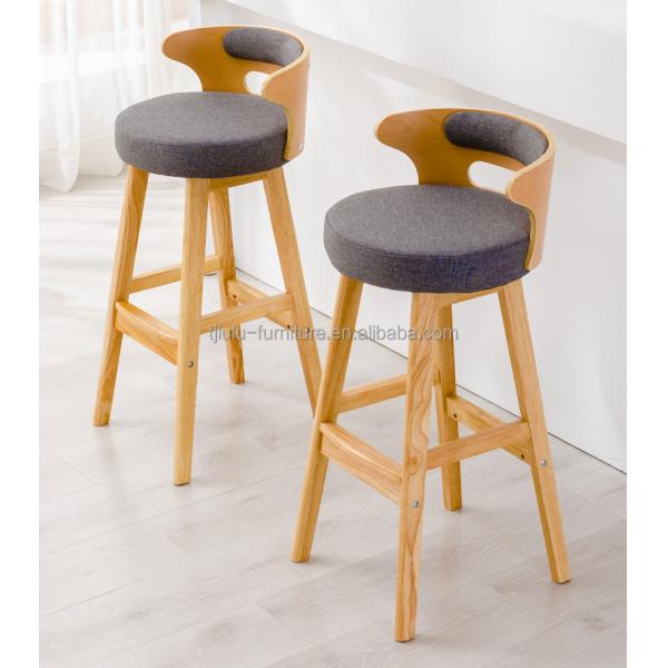 Nordic Modern Simple Wood Bar High Chair Natural Solid Wood Stool within Leisure Facilities and High Stool