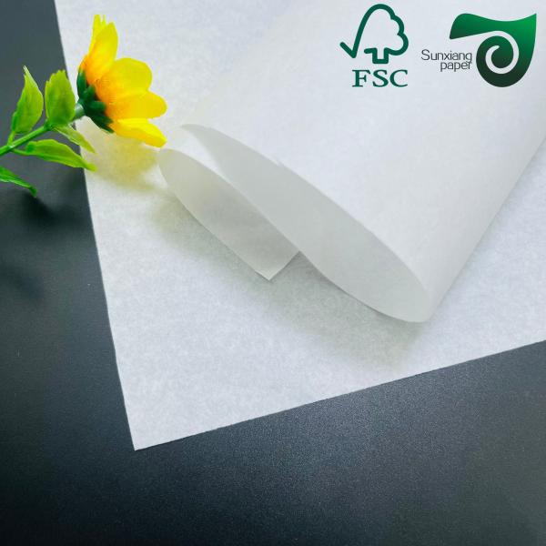FSC 35gsm 40gsm Grade 3 Food Grade White Greaseproof Paper Rolls Wrapping Paper White