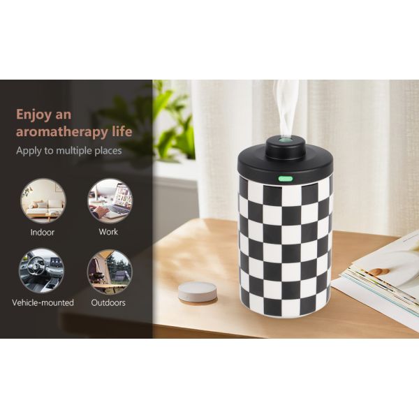 Mini Portable Nebulizer Scent Diffuser Battery Operated White Black Ceramic Waterless Essential Oil Diffuser for Home,Car,Office