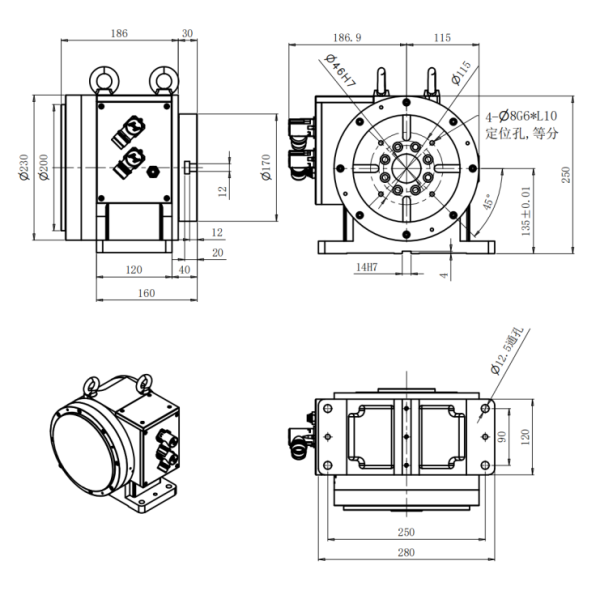 Ultra High Precision DD 4 Axis Rotary Table High Efficiency For Industrial