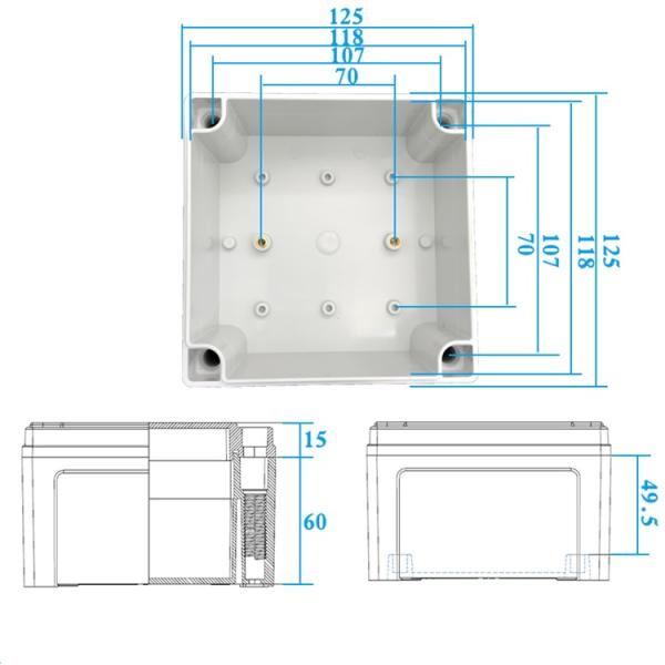 125x125x75mm IP67 ABS electronic cases waterproof plastic enclosure box wholesale