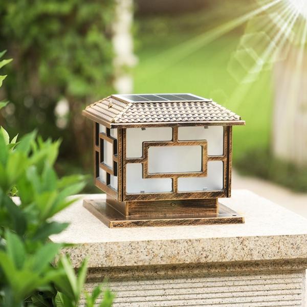 Black Bronze Aluminum Solar Pillar Light Energy Saving Fence Solar Post Cap Lighting