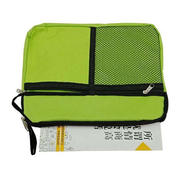 Green Zippered Document Tote Polyester Tote Bags Customized