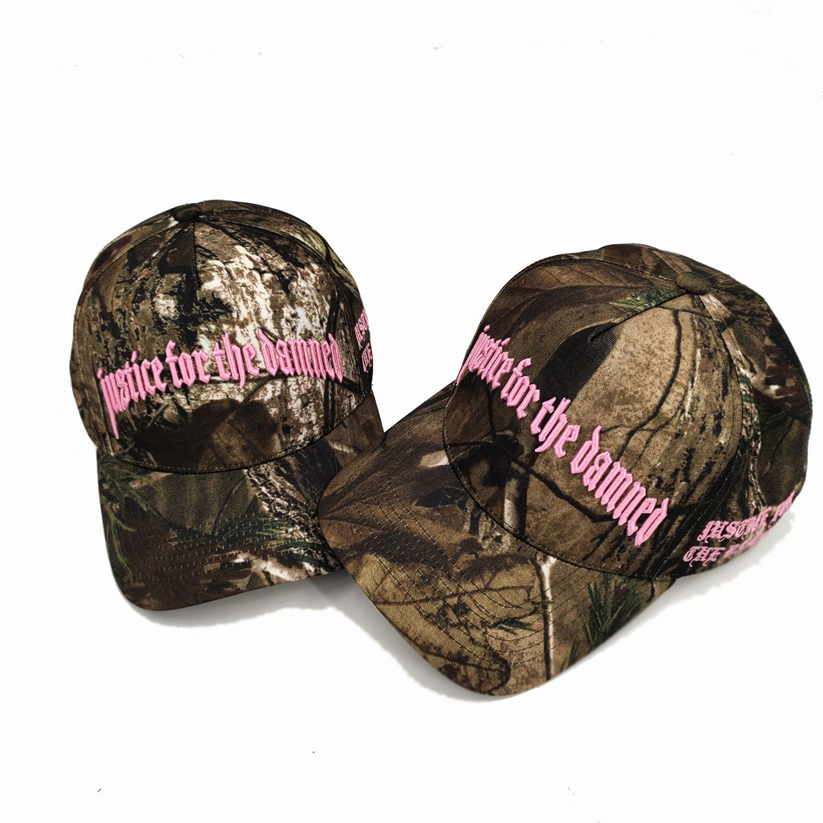 Pure Cotton Real Tree Leaf Baseball Caps Camo Flame 3D Embroidery Letter Hunting Outdoor Sport Pink Stitching Camo