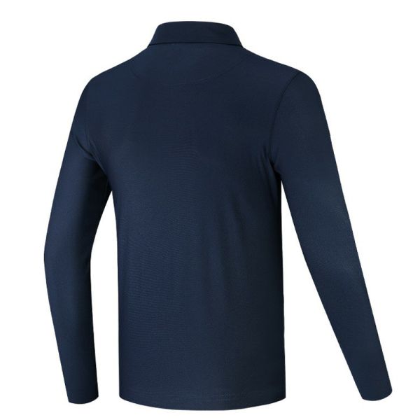 Custom Logo Men Regular Fit Long Sleeve Golf Polo Shirt, 92%/90% Polyester 8%/10% Spandex Medium Stretch Quick Dry Athletic Golf Training Top Custom Color