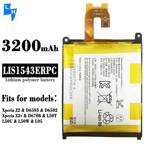 Bateria de lítio de polímero de alta capacidade para Sony Xperia Z2 L50W L50T L50U D6503 Amarelo