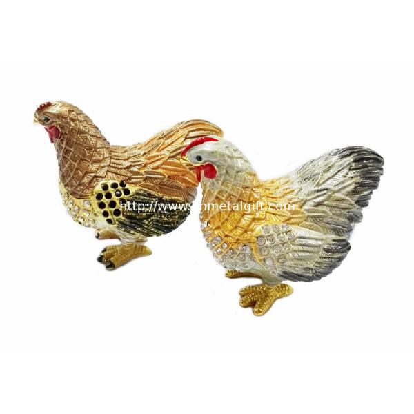 Hen hinged trinket jewelry box for new year rooster figure gifts jeweled enameled trinket boxes