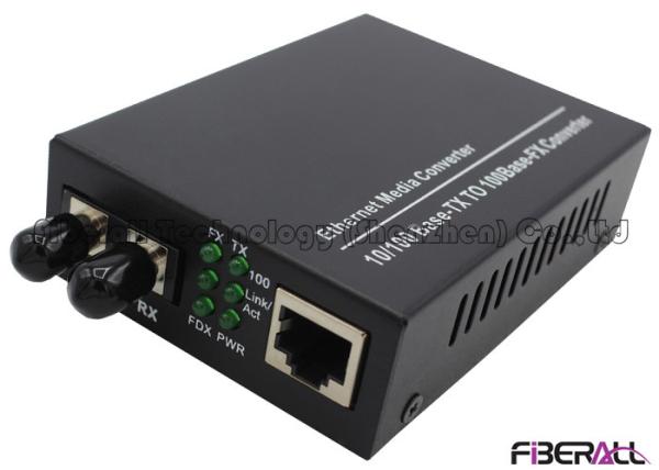 ST Type Unmanaged Ethernet To Fiber Optic Media Converter Dual Fiber 15Km