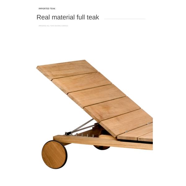 Customized Luxury Pool Teak Wood Lounge Chair With Wheels Lesiure Bed