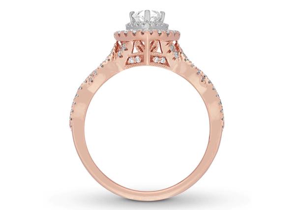 7ct 8ct 18K Rose Gold Ring , Engagement And Wedding Ring Set 7.0mm Pear Cut
