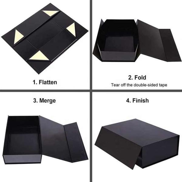 Wholesale Custom Gift Cosmetics Clothing Packaging Black Specialty Crocodile Leather Magnetic Folding Box
