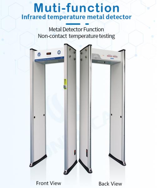 Public Security Checking UB500T 6 Zones 5-15cm Walk Through Metal Detector With Temperature Scanner