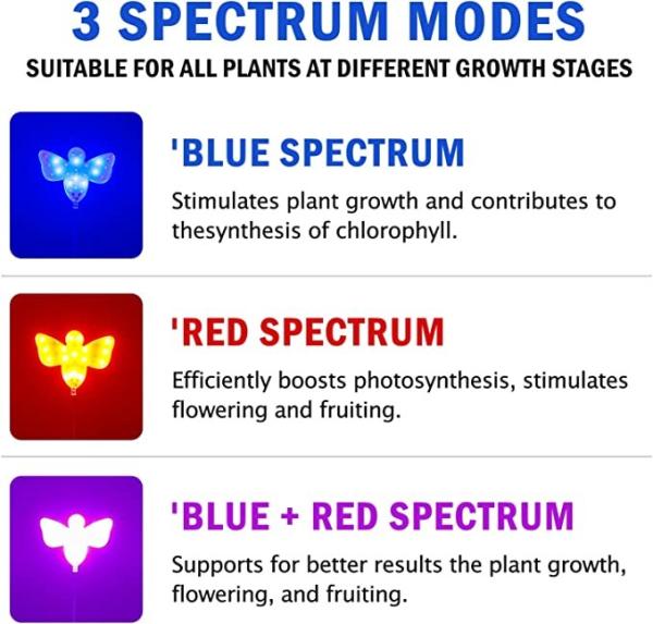 Bee Maple Leaf LED Growth Lamp 12H IRON Red Blue Light Plant