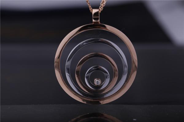 Pendente longo 795014-9001 de Rose And White Gold Diamond da joia de Chopard da colar do espírito feliz