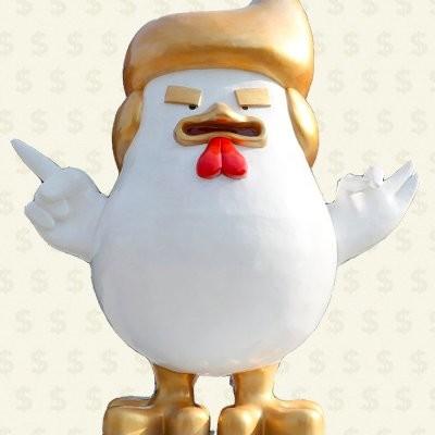 party celebration  Giant Donald trump statue American president statue  in outdoor plaza