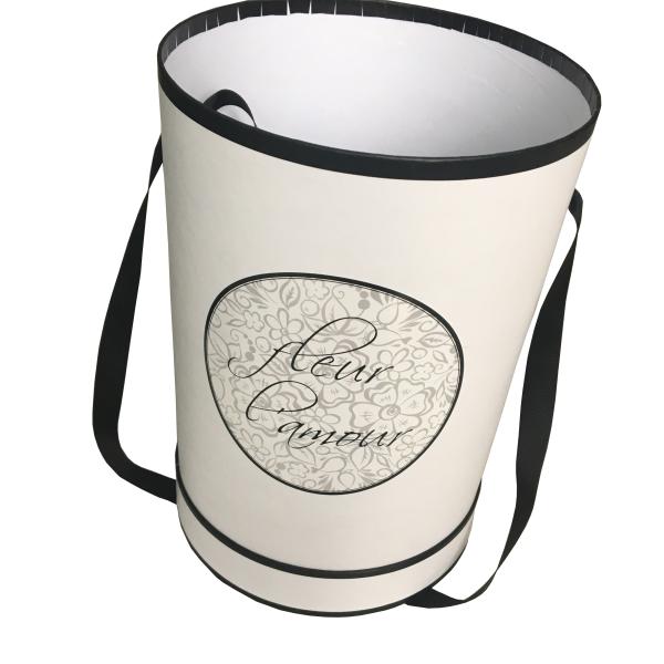 Small Low Height Round Flower Box Handmade White Design Colored Cap Top