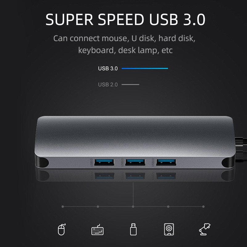 USB 3.0 Station USB C Hub Smart Adapter / Memory Card Hub со скоростью передачи данных 5 Гбит / с