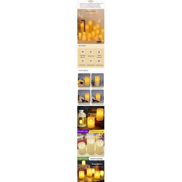 Flameless Rod Wax Electronic Candle Battery Operating Flickering Led Candle Light
