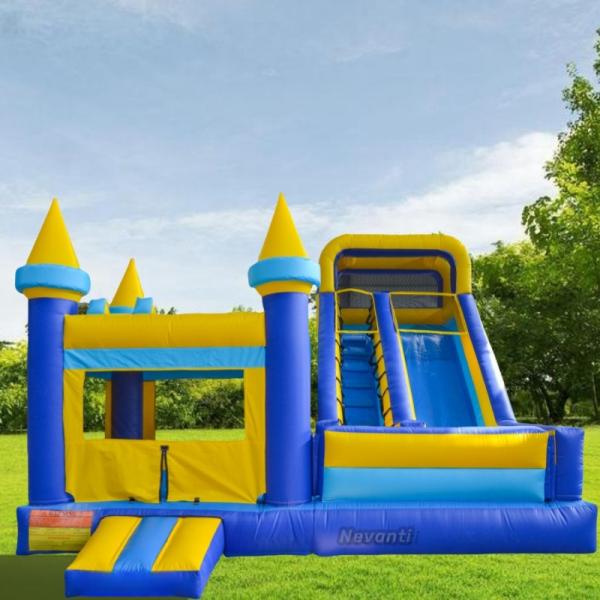 Custom Logo Printed Inflatable Bounce House with Double Slide and Customized Size