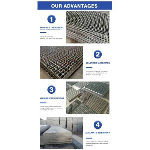 OEM Customized Hot Dipped Galvanized Plain/Serrated Steel Grating for Platform Walkway /Drain Trench Cover