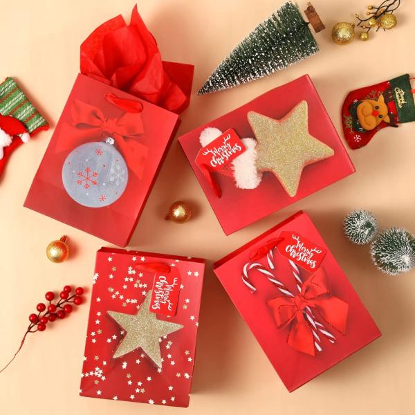 Fiestas de lujo Regalos de Navidad Felices Compras Bolsas de papel de lujo con logotipo personalizado