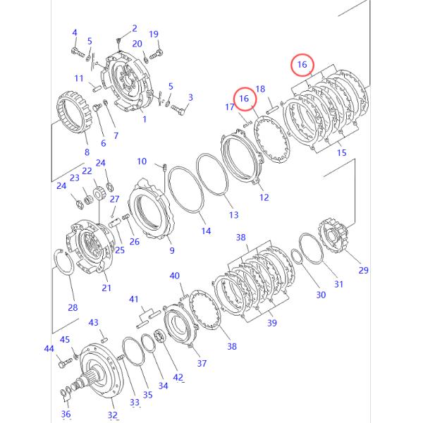 23S-15-12740 Трансмиссия трения (низкий и высокий сцепление) 23S1512740 Komatsu GD305A,GD405A,GD505A,GD511A,GD521A,GD525A