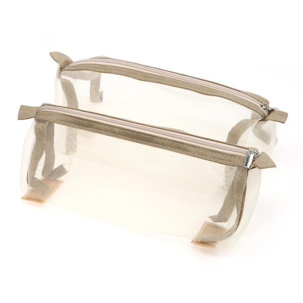 Cheapest 4PCS in 1 Cosmetic Bag For Women Zipper Mesh Separable Cosmetics Pouch Ladies Foldable Nylon Bag Rope Makeup Bag