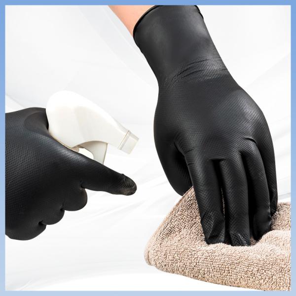 Black Orange Diamond Pattern Disposable Nitrile Gloves Waterproof Industrial Construction Gloves