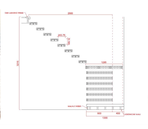 Double Steel Plate Staircase VK46S Tempered GlassLED Light strip, Stringer: 5mm+5mm(Thickness), Dia 6mm Steel Cable