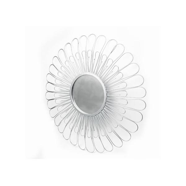 Floral Wall Art Mirror Silver Layered Metal Frame Mirrored Wall Decor