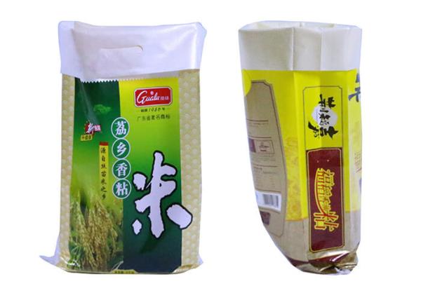 Bopp Laminated 10Kg Rice Sack Bag , 140Gsm Pp Woven Bag Double Stitched