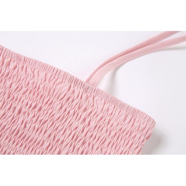 Pink Sexy Womens Summer Cami Tops Hem Mesh Spliced With Lotus Leaf Design