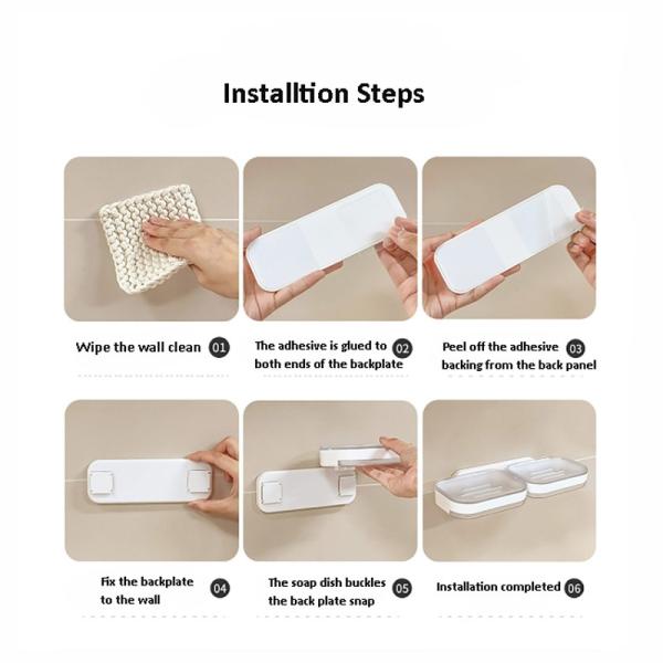 Drill-Free Plastic Shower Caddy Adhesive Shower Organizer for Bathroom and Kitchen