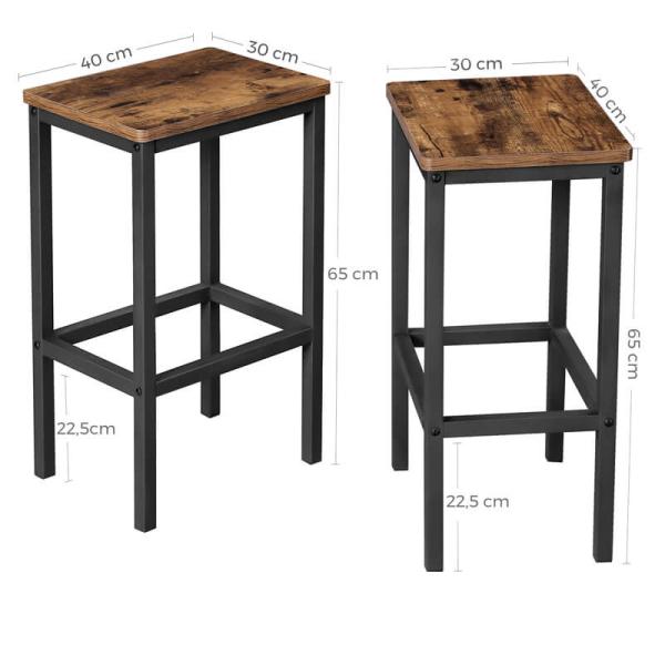 Bar Stools Set, Industrial Bar Stool, Set of 2 Bar Stools, Kitchen Bar Chair, Dining Room Furniture, LBC65X