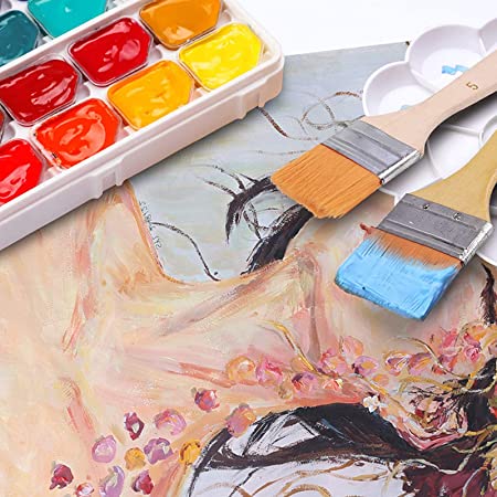 2.5cm Watercolour Nylon Flat Paint Brush Set ODM Oil Painting 0.98in