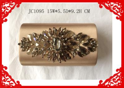 Rhinestone Flower Beaded Evening Bags , Break Open Closure Silver Glitter Clutch Bag