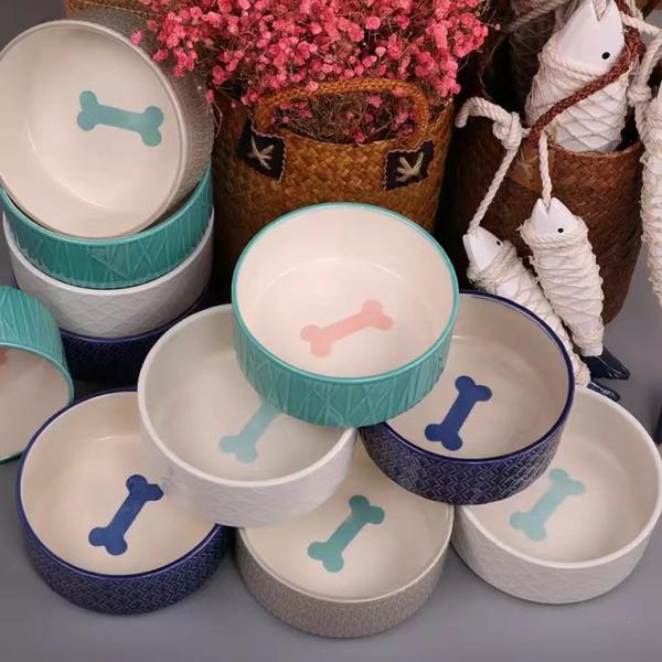 Cat Ceramic Pet Bowl Anti Vomiting Tilted With 4.5 Inch 6 Inch Size