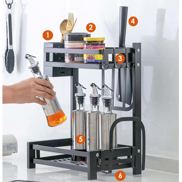 2 Layers Countertop Kitchen Rack For Condiment 15inch Height  7inch Width