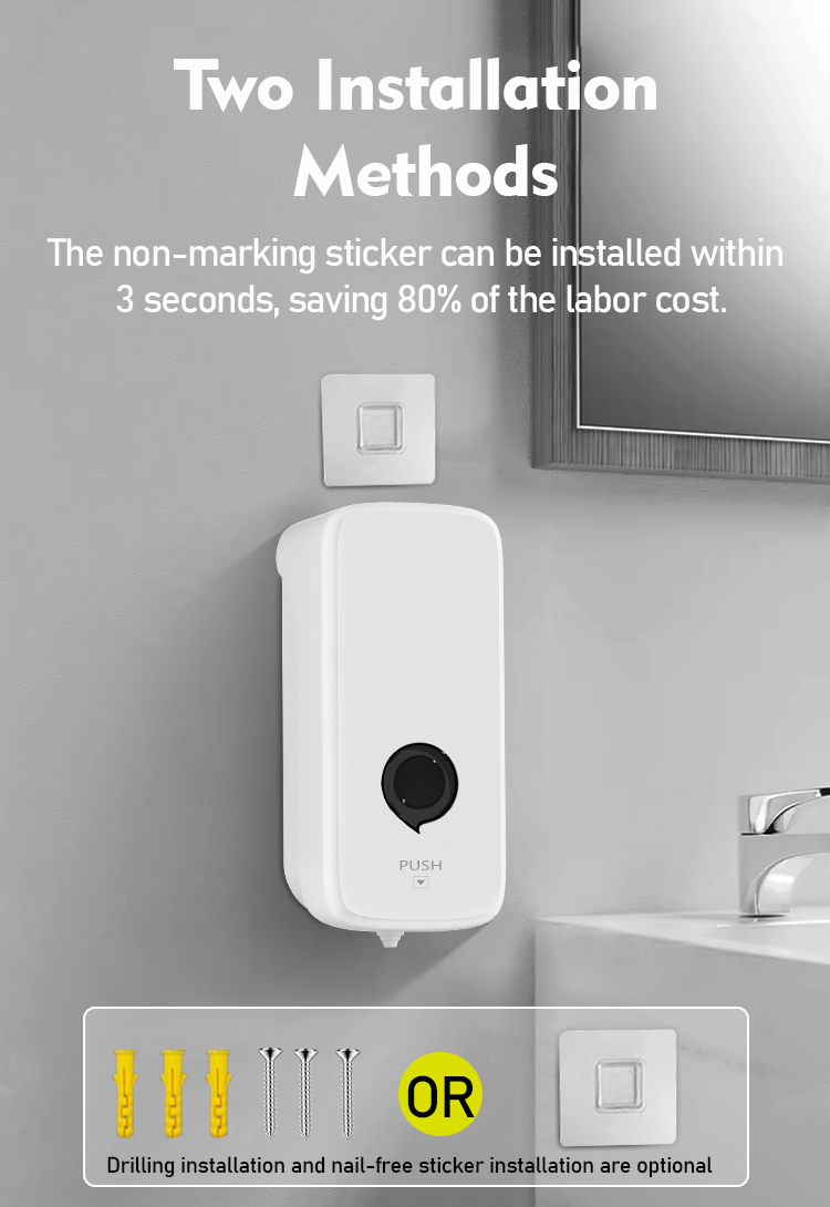 Manual Black And White Wall Mounted Soap Dispenser For Bathrooms And Kitchens