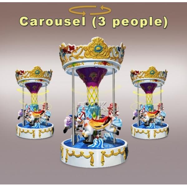 Indoor playground Carousel 3 seats kiddie carousel With Safety Features