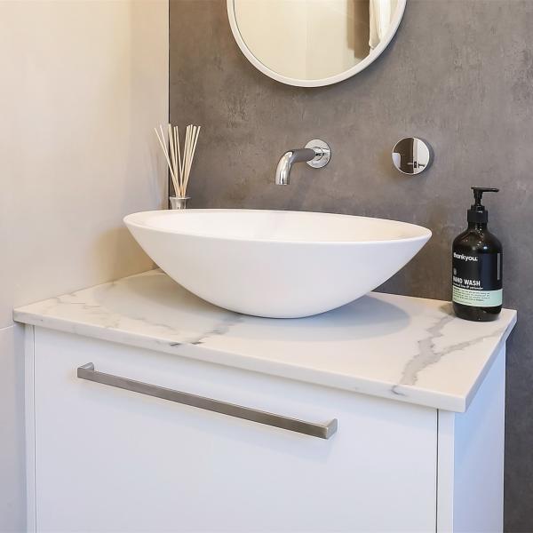 Mini Wooden White Plain Melamine Bathroom Vanity Units Cabinets Wall Mounted Set Marble
