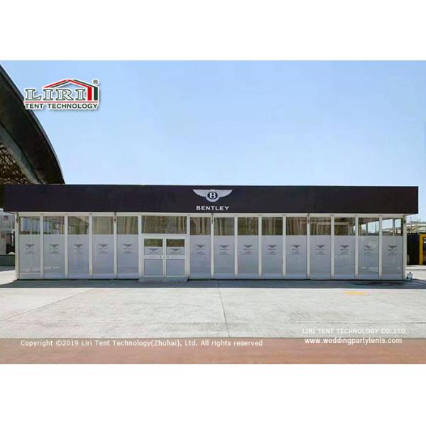 10m Wide 20m Long Cube Structure Tent Roof Parapet Glass Walls For Car Showroom