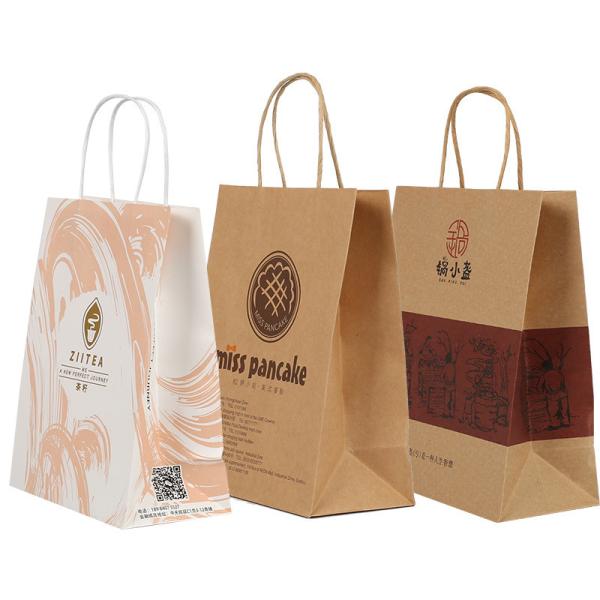 Sacos de compras Eco-amigáveis feitos sob encomenda do papel de embalagem de Brown com Logo Printing Supplier