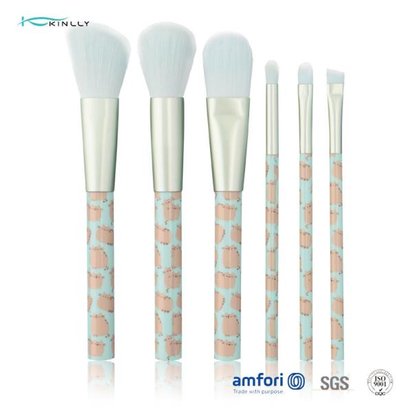 a escova plástica de mármore azul da composição 6pcs ajustou o cabelo de nylon com a caixa de empacotamento do PVC